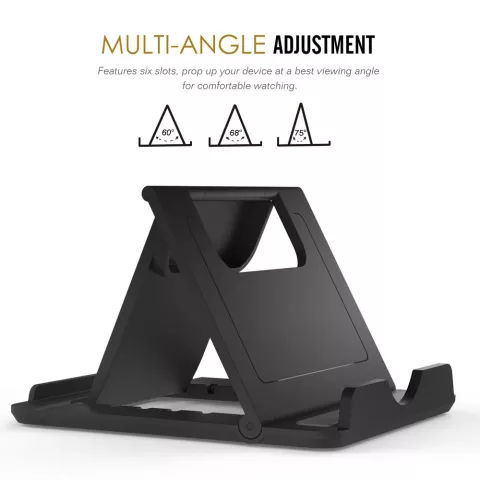 Support de t&eacute;l&eacute;phone de bureau pliable universel - Noir r&eacute;glable