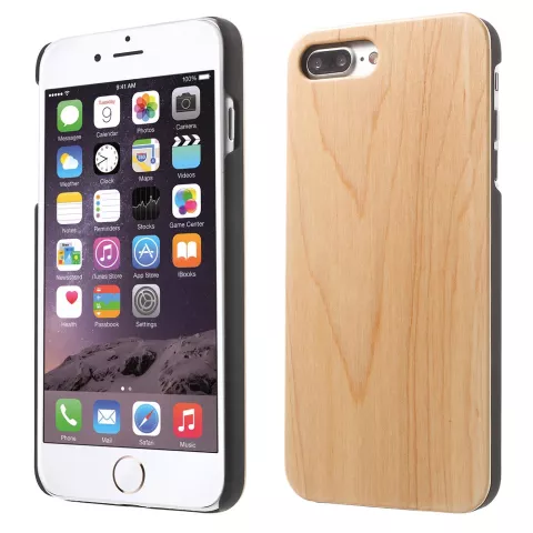 &Eacute;tui en bois clair &eacute;tui en bois compatible avec iPhone 7 Plus 8 Plus - Marron clair