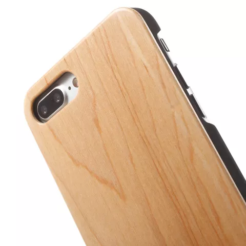 Etui en bois clair Etui en bois pour iPhone 7 Plus 8 Plus - Marron clair