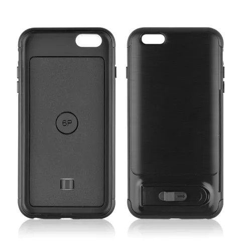 Bross&eacute; compatible avec iPhone 6 Plus 6s Plus TPU &eacute;tui hybride en plastique curseur de carte - Noir Standard