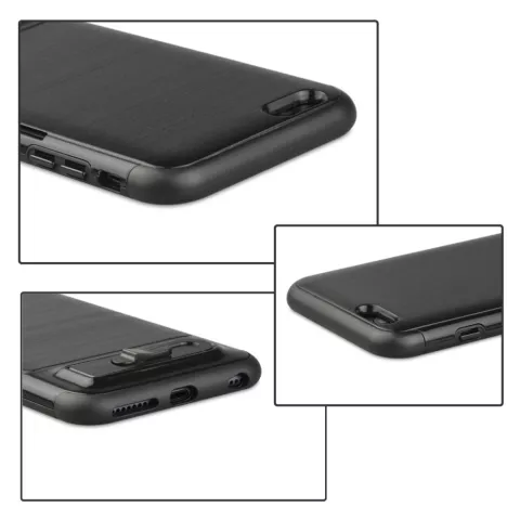 Curseur pour carte hybride en plastique TPU bross&eacute; pour iPhone 6 Plus 6s Plus - Noir Standard