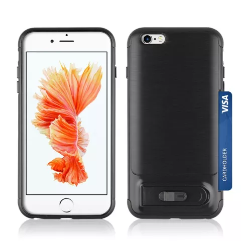 Bross&eacute; compatible avec iPhone 6 Plus 6s Plus TPU &eacute;tui hybride en plastique curseur de carte - Noir Standard
