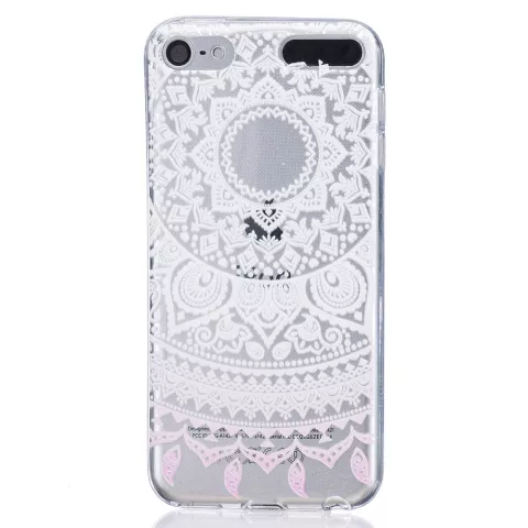 Coque TPU transparente motif Mandala iPod Touch 5 6 7 - Blanc Rose clair