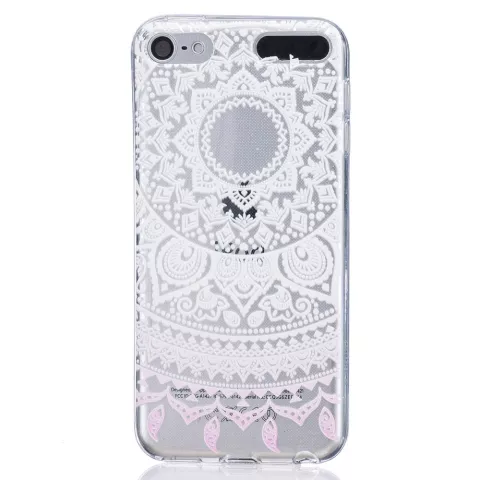 Coque transparente en TPU &agrave; motif Mandala compatible avec iPod Touch 5 6 7 - Blanc Rose Clair