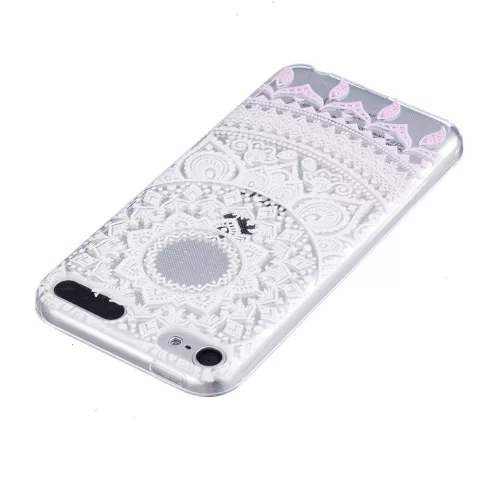 Coque transparente en TPU &agrave; motif Mandala compatible avec iPod Touch 5 6 7 - Blanc Rose Clair