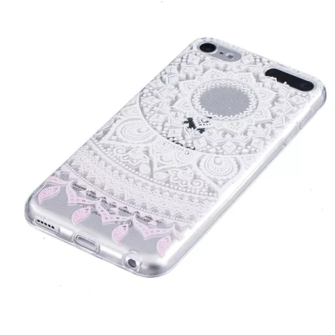 Coque transparente en TPU &agrave; motif Mandala compatible avec iPod Touch 5 6 7 - Blanc Rose Clair