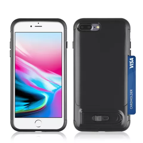 Bross&eacute; compatible avec iPhone 7 Plus 8 Plus TPU &eacute;tui hybride en plastique curseur de carte - Noir Standard