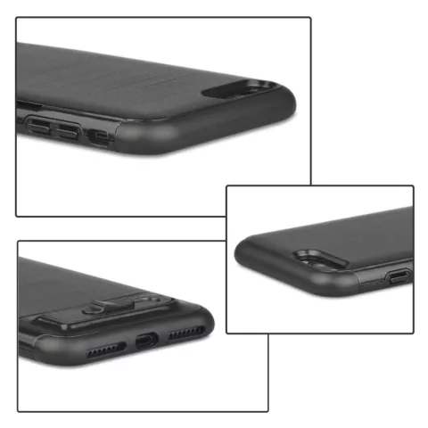 Bross&eacute; compatible avec iPhone 7 Plus 8 Plus TPU &eacute;tui hybride en plastique curseur de carte - Noir Standard