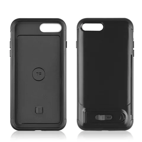 Curseur de carte en plastique hybride TPU pour iPhone 7 Plus 8 Plus bross&eacute; - Noir Standard