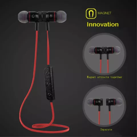 BH-M9 In-Ear Mains Libres Sans Fil Bluetooth 4.1 &Eacute;couteurs De Sport Micro - Noir Rouge