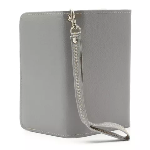Portefeuille universel pour smartphone et biblioth&egrave;que en cuir - Gris