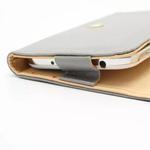Portefeuille universel pour smartphone et biblioth&egrave;que en cuir - Gris