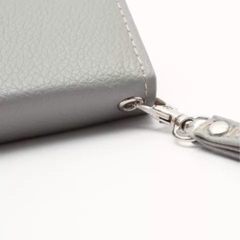 Portefeuille universel pour smartphone et biblioth&egrave;que en cuir - Gris