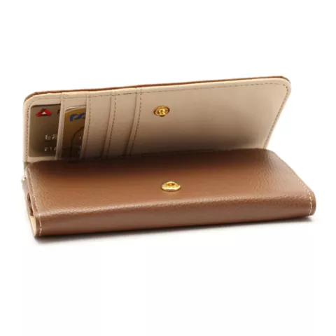 Portefeuille universel pour smartphone et biblioth&egrave;que en cuir - Marron