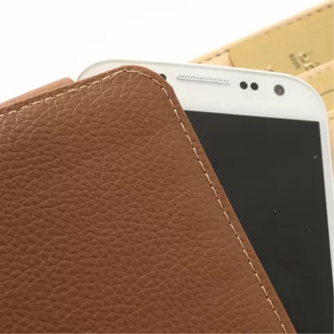 Portefeuille universel pour smartphone et biblioth&egrave;que en cuir - Marron