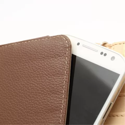 Portefeuille universel pour smartphone et biblioth&egrave;que en cuir - Marron
