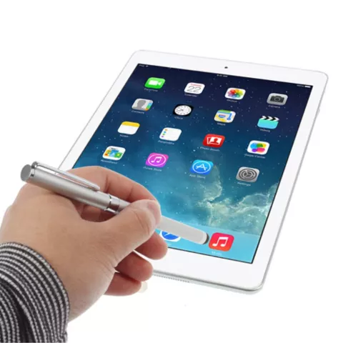 Stylet Stylo &agrave; bille 2 en 1 tactile universel - Argent