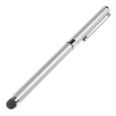 Stylet Stylo &agrave; bille 2 en 1 &eacute;cran tactile universel - Argent