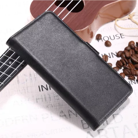 &Eacute;tui &agrave; cartes portefeuille en cuir v&eacute;ritable compatible avec iPhone X XS - Noir
