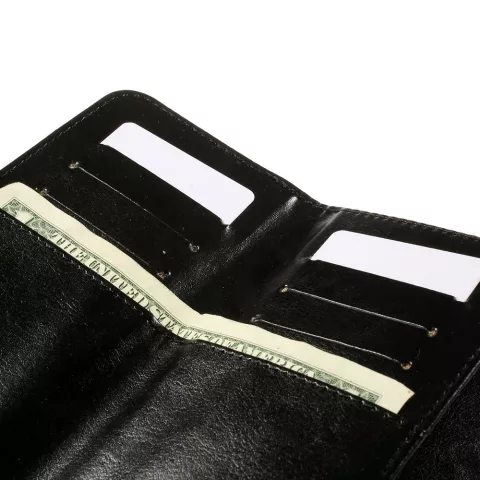 Etui portefeuille universel en cuir pour cartes - Noir