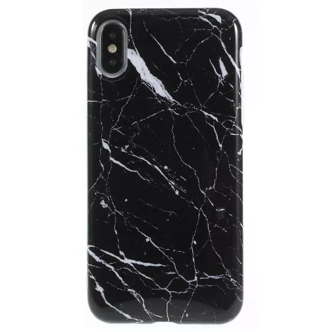 Coque en marbre Coque en marbre TPU compatible avec iPhone X XS - Noir