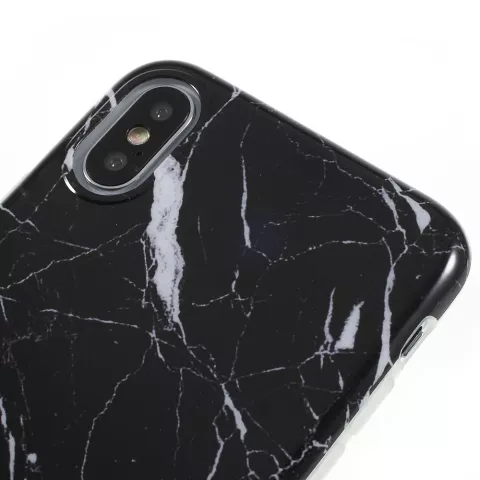 Coque en marbre Coque en marbre TPU compatible avec iPhone X XS - Noir