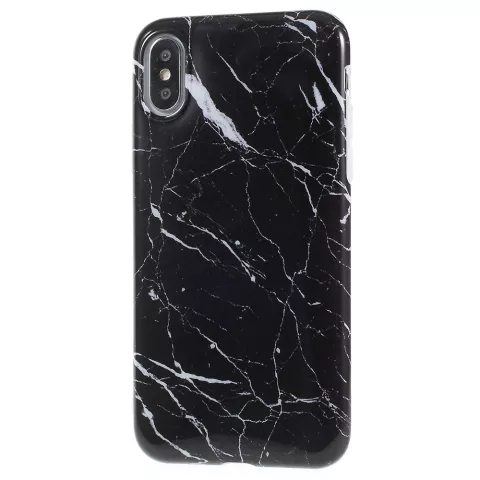 &Eacute;tui en marbre &Eacute;tui en marbre TPU pour iPhone X XS - Noir