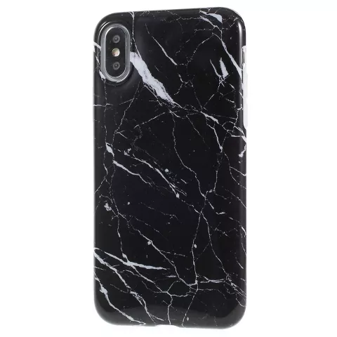 Coque en marbre Coque en marbre TPU compatible avec iPhone X XS - Noir