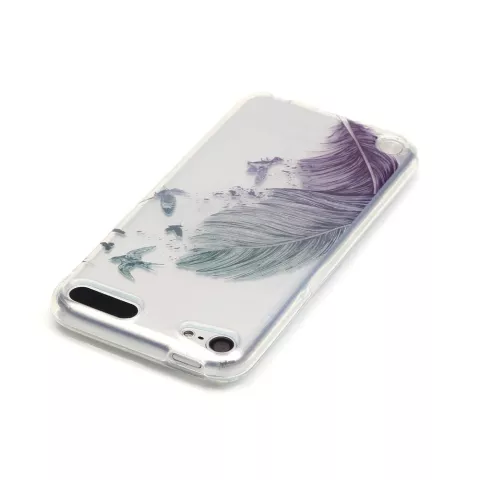 &Eacute;tui transparent en TPU pour oiseaux en plumes, compatible avec iPod Touch 5 6 7 - Bleu Vert