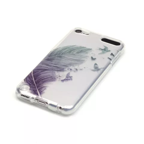 &Eacute;tui transparent en TPU pour oiseaux en plumes, compatible avec iPod Touch 5 6 7 - Bleu Vert