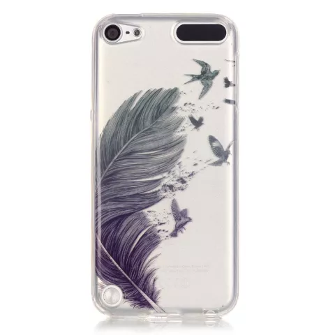 &Eacute;tui transparent en TPU pour oiseaux en plumes, compatible avec iPod Touch 5 6 7 - Bleu Vert