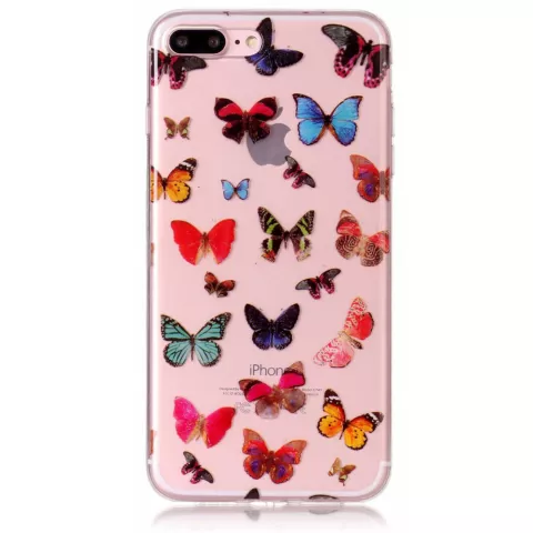 Coque transparente en TPU Papillons compatible avec iPhone 7 Plus 8 Plus - Color&eacute;