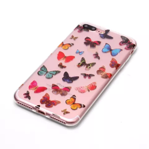 Coque transparente en TPU Papillons compatible avec iPhone 7 Plus 8 Plus - Color&eacute;