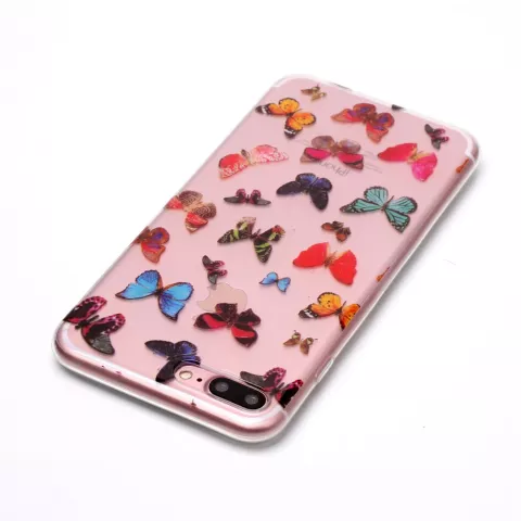Coque transparente en TPU Papillons compatible avec iPhone 7 Plus 8 Plus - Color&eacute;