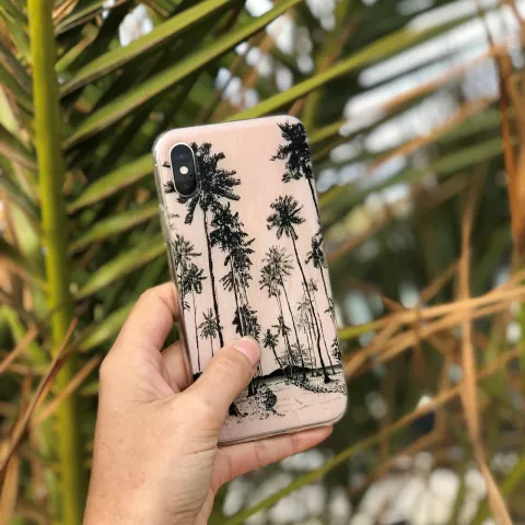 Coque Palmier illustr&eacute;e Tinystories iPhone X XS - Rose Palm Case