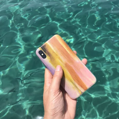 Tinystories Coque d&#039;illustration de coucher de soleil peinte &agrave; la main compatible avec iPhone 7 Plus 8 Plus - Sunset Case