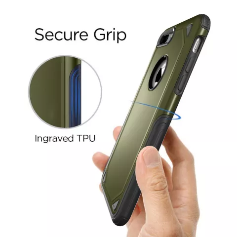 &Eacute;tui de protection Pro Armor Army Green compatible avec iPhone 7 Plus 8 Plus - &Eacute;tui vert