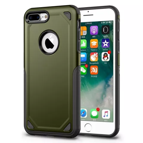 &Eacute;tui de protection Pro Armor Army Green compatible avec iPhone 7 Plus 8 Plus - &Eacute;tui vert