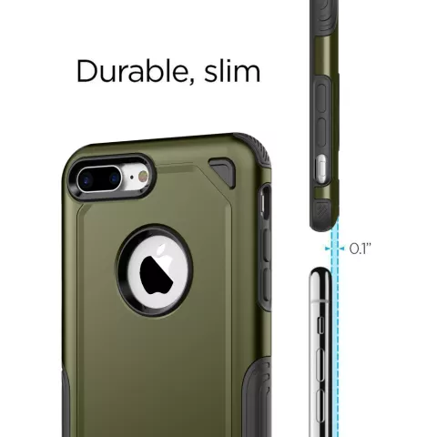 &Eacute;tui de protection Pro Armor Army Green compatible avec iPhone 7 Plus 8 Plus - &Eacute;tui vert