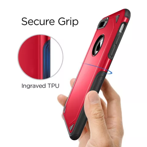 &Eacute;tui de protection Pro Armor Red compatible avec iPhone 7 Plus 8 Plus - &Eacute;tui rouge