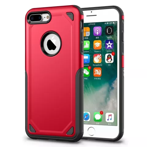 &Eacute;tui de protection Pro Armor Red compatible avec iPhone 7 Plus 8 Plus - &Eacute;tui rouge