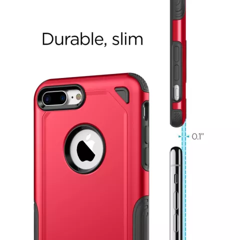 &Eacute;tui de protection Pro Armor Red compatible avec iPhone 7 Plus 8 Plus - &Eacute;tui rouge
