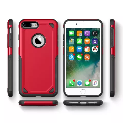 &Eacute;tui de protection Pro Armor Red compatible avec iPhone 7 Plus 8 Plus - &Eacute;tui rouge