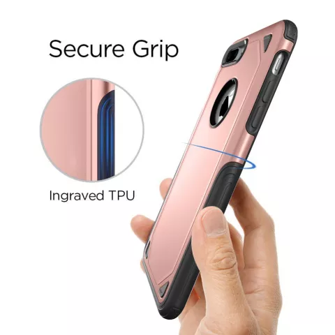 &Eacute;tui de protection Pro Armor pour iPhone 7 Plus 8 Plus - &Eacute;tui en or rose