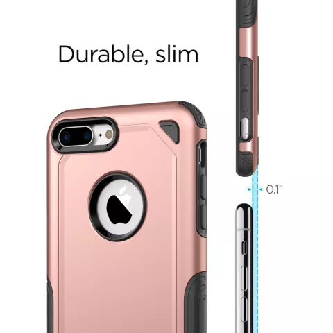 Coque de protection Pro Armor compatible avec iPhone 7 Plus 8 Plus - Rose Gold Case