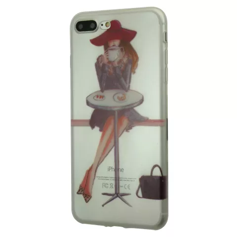 Coque Coffee Girl City Cafe en TPU compatible avec iPhone 7 Plus 8 Plus - Transparente
