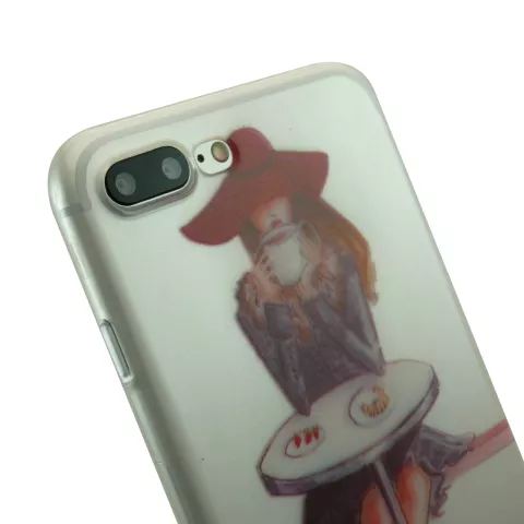 Coque Coffee Girl City Cafe en TPU compatible avec iPhone 7 Plus 8 Plus - Transparente