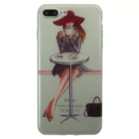 Coque Coffee Girl City Cafe en TPU compatible avec iPhone 7 Plus 8 Plus - Transparente