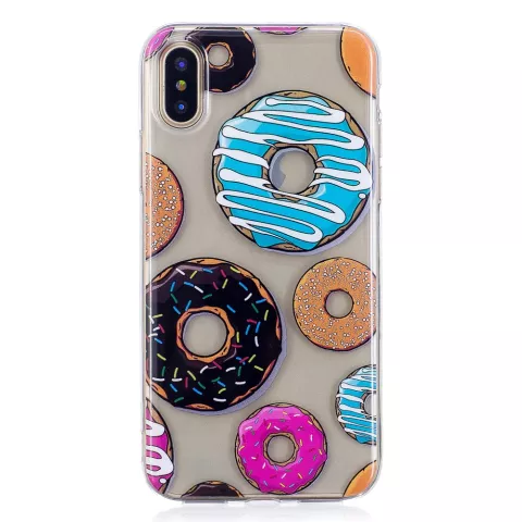 Coque Donut p&acirc;tisserie en TPU compatible avec iPhone X XS - Color&eacute; Transparent