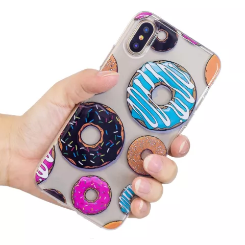 Coque Donut p&acirc;tisserie en TPU compatible avec iPhone X XS - Color&eacute; Transparent